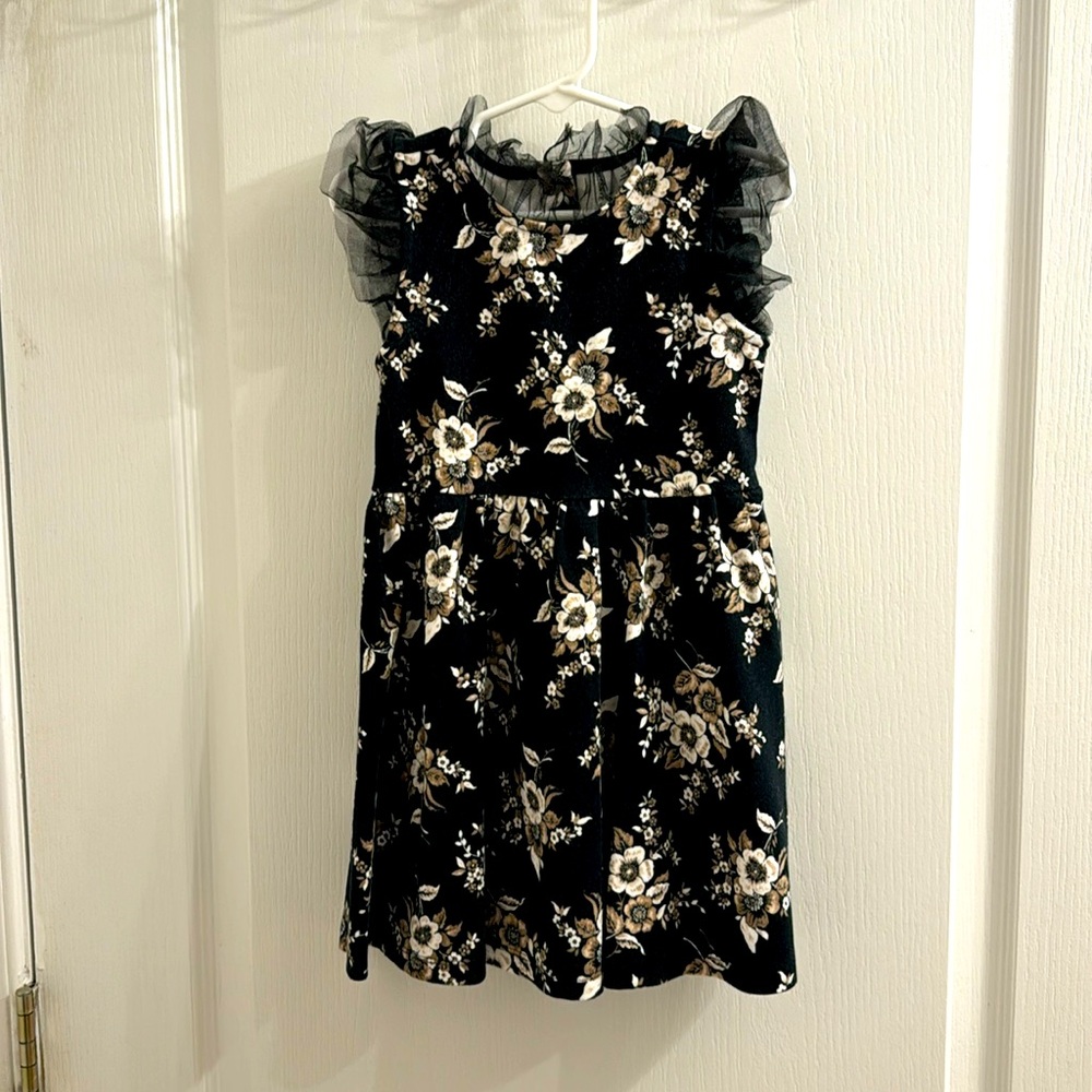 Like new SZ 4 Janie and Jack floral dress with tulle around the arms and neck